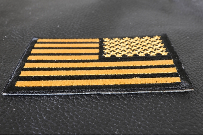 Yellow Black American Flag Reversed Patch Yellow Black American Flag Reversed Patch diagonal view