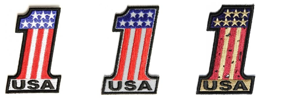 1 USA Patches Set Vintage Reflective RWB American Flag Theme