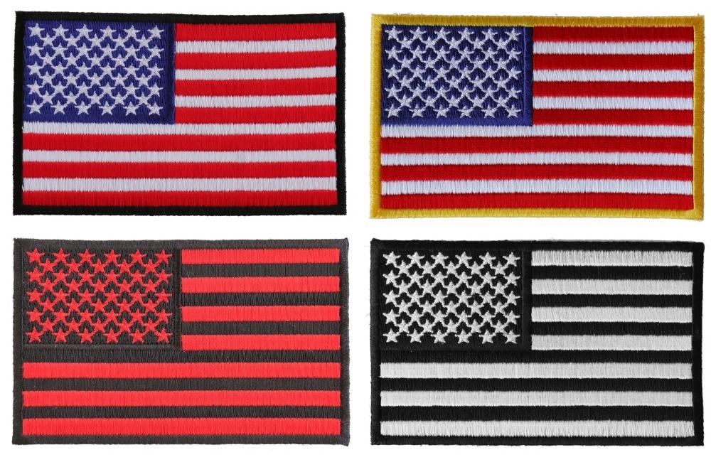 4 Inch American Flag Patches Set Of 4 Embroidered US Flags