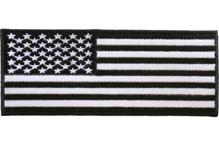 American Flag Patch Black White 5 inch