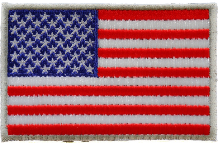American Flag Patch Silver Border