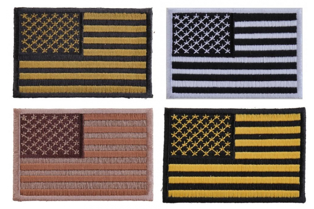 American Flag Patches In Subdued Colors Set Of 4 Small Embroidered