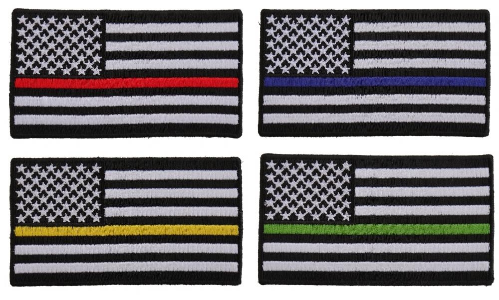 American Flags With Different Colored Thin Stripes For Service