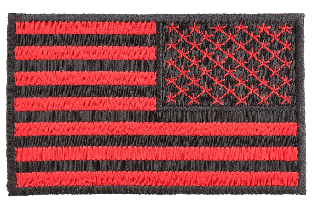 Black and Red Reversed American Flag Patch 4 Inch