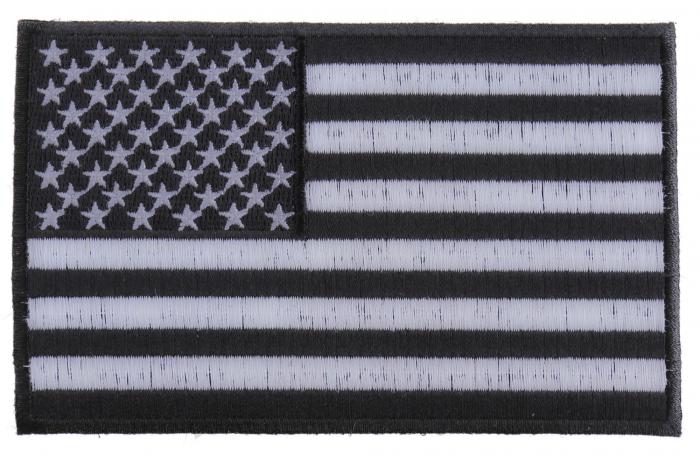 Black and White American Flag Patch with Black Borders