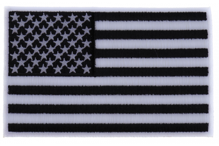 Black and White American Flag Patch with White Borders