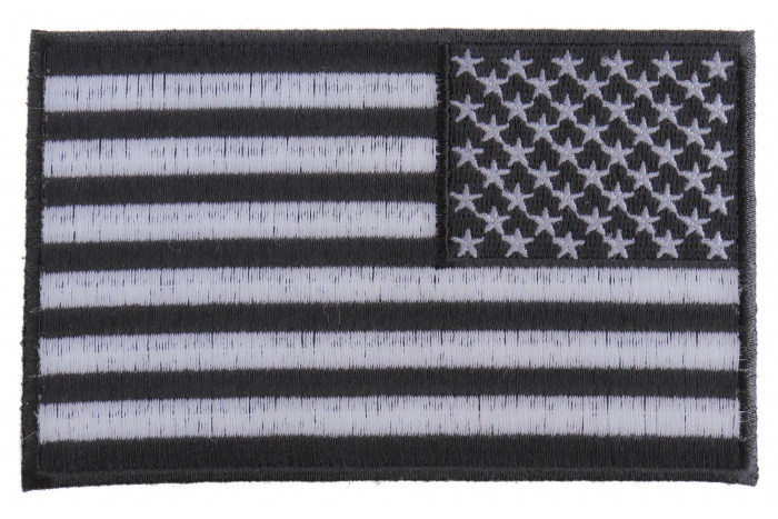 Black and White American Flag REVERSED Patch with Black Borders