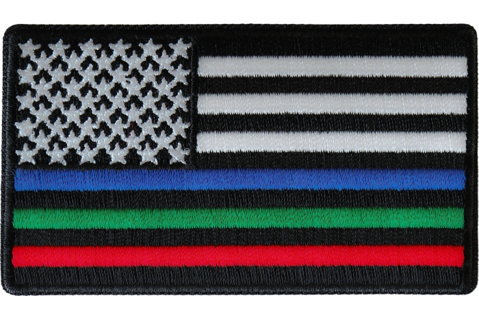 Blue Green and Red Striped American Flag Patch