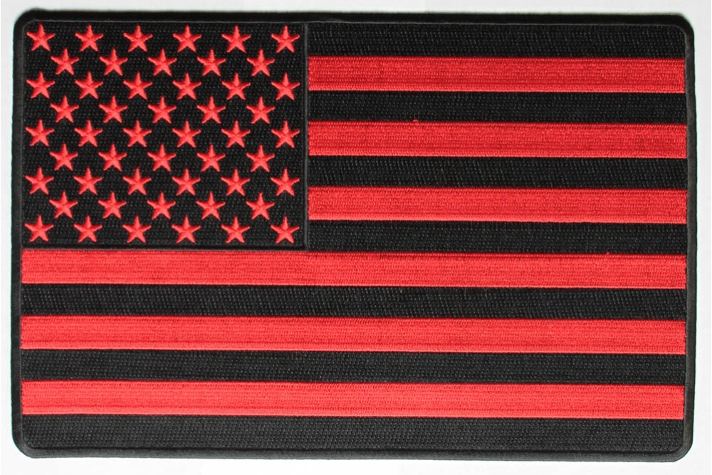 American Flag Red and Black Large Embroidered Iron on Patch