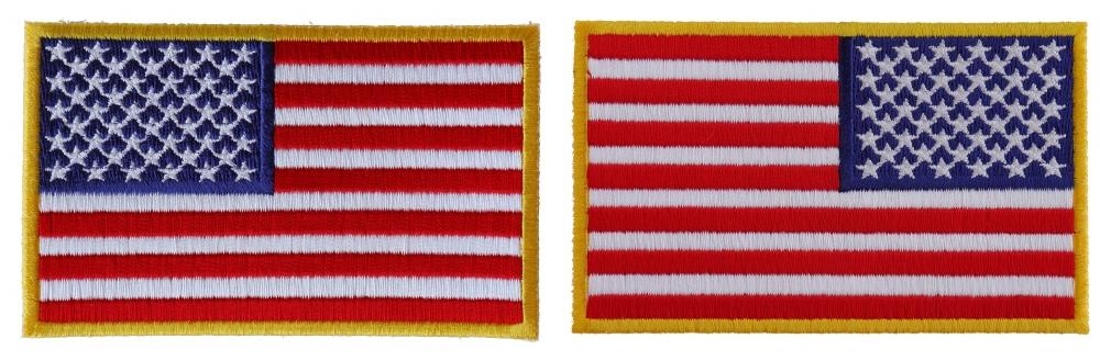 Left and Right American Flag Patches Embroidered 4 Inch