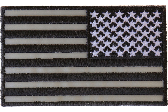 Reflective American Flag Patch Reversed 4 inch Wide