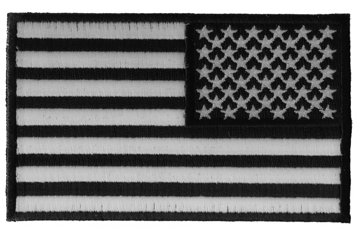 Reversed US Flag Black White Patch 4 Inch
