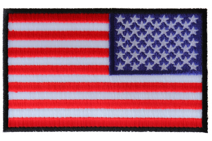 Reversed US Flag Patch 4 Inch Black Border