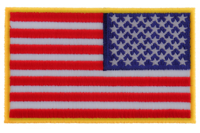Reversed US Flag Patch 4 Inch Yellow Border