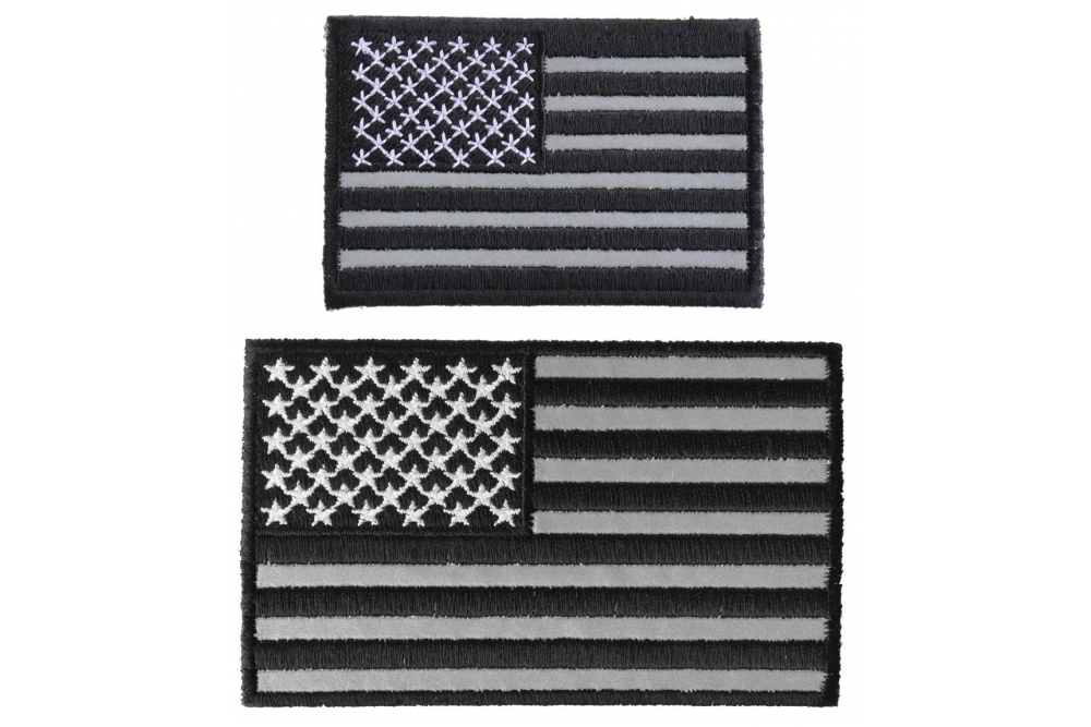 Small Reflective American Flag Patch Set Of 2 US Flag Patches