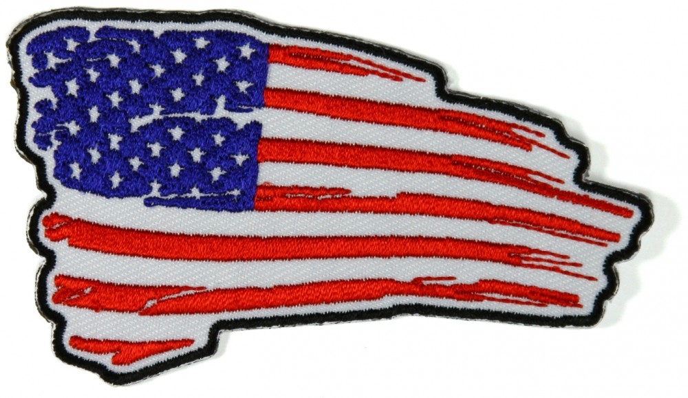 Tattered US Flag Patch Red White Blue