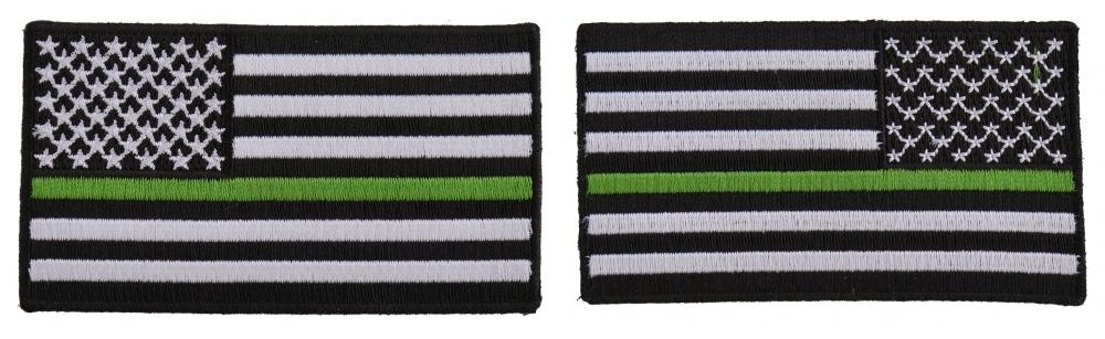Thin Green Line Left and Right American Flag Patch For Vets