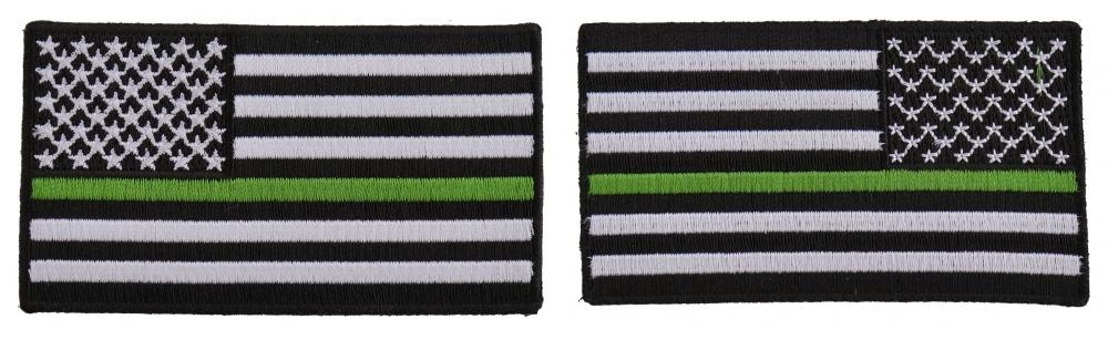 Thin Green Line American Flag Reversed Patch  US Military Veteran Patches  by Ivamis Patches