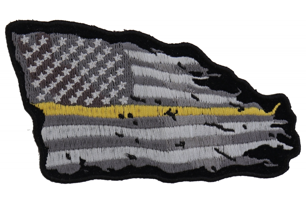 Thin Yellow Line American Tattered Flag Patch