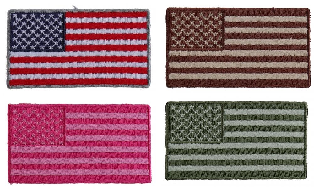 Tiny American Flag Patches Embroidered Iron On 4 Colors