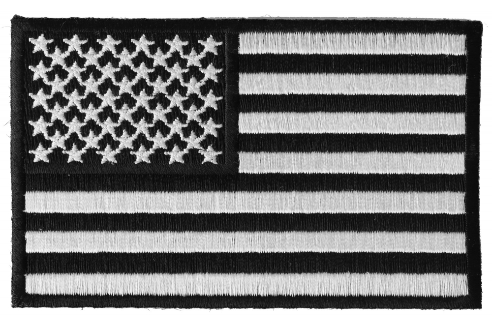 Black and White 4 Inch American Flag Patch