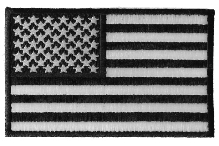 US Flag Black White Patch 4 Inch