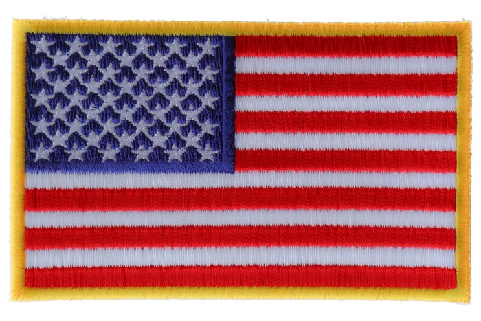 US Flag Patch 4 Inch Yellow Border