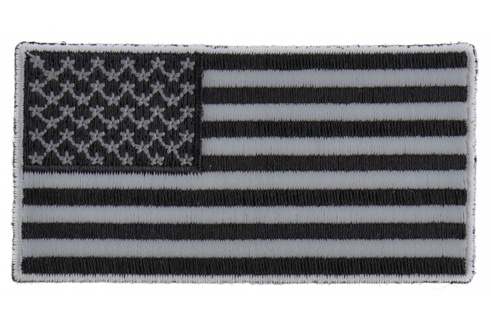 US Flag Patch Black and Gray 3 Inch