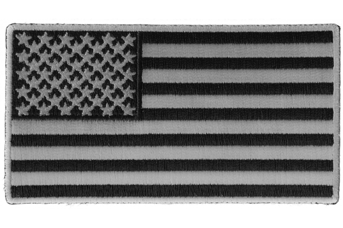 US Flag Patch Black and Gray 4 Inch