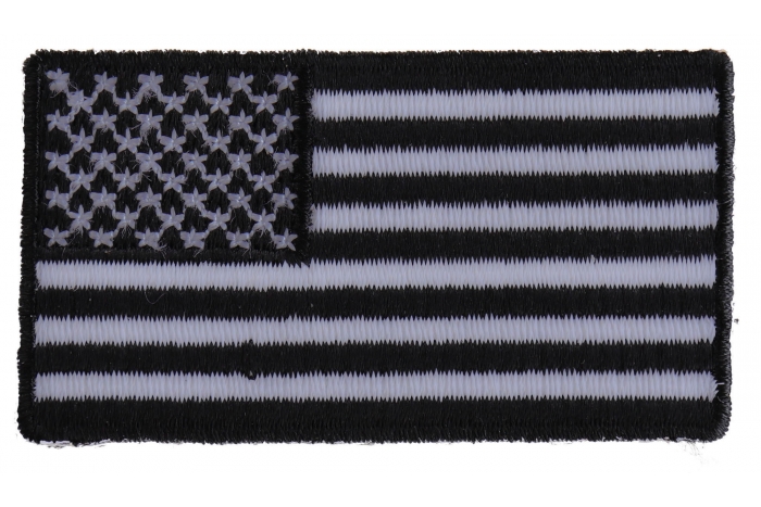 US Flag Patch Black and White 2.5 Inch