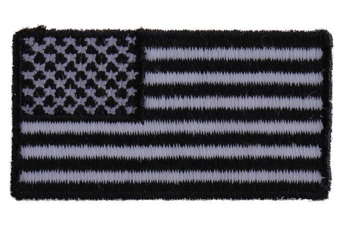 US Flag Patch Black and White 2 Inch