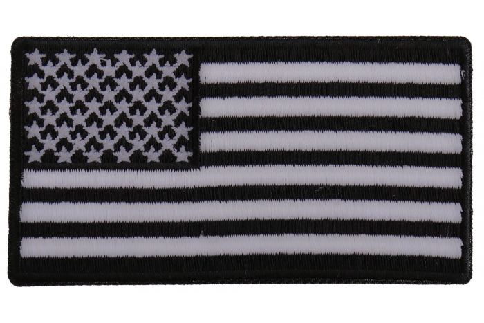 US Flag Patch Black and White 3.5 Inch