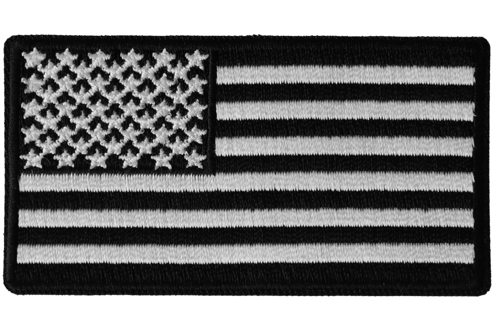 Black and White American Flag Embroidered Patch