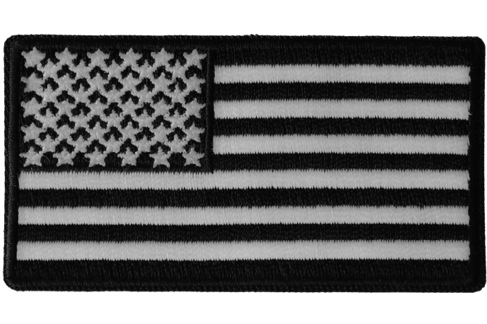 US Flag Patch Black and White 3 Inch