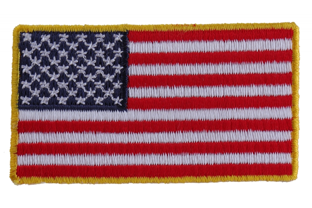 US Flag Patch Gold Border 2.5 Inch by Ivamis Patches