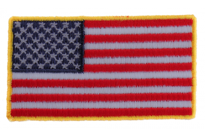 US Flag Patch Gold Border 2.5 Inch