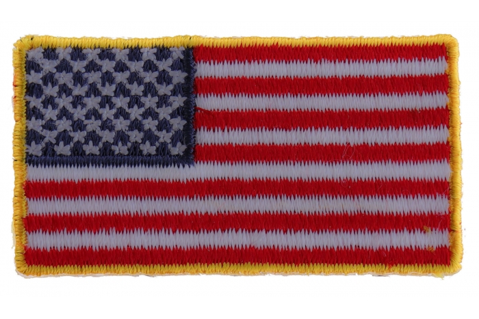 US Flag Patch Gold Border 2 Inch