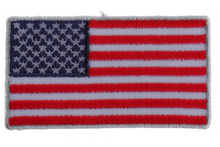 US Flag Patch Silver Border 2.5 Inch