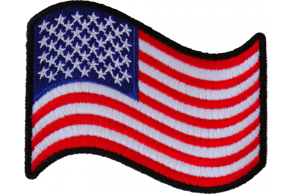 WAVING AMERICAN FLAG 3 X 2.5 Iron on Patch 1481B47 
