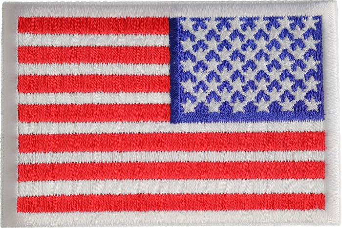 White Border Reversed American Flag Patch