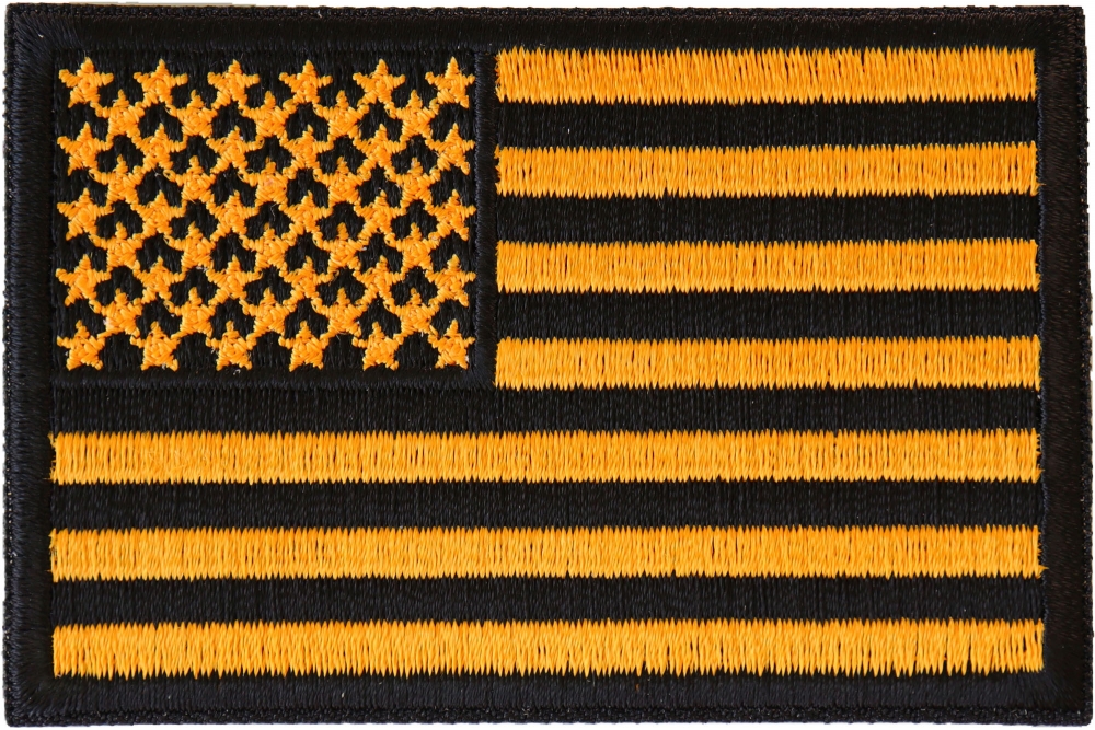 American Flag Gold Border Patch, Patriotic Patches