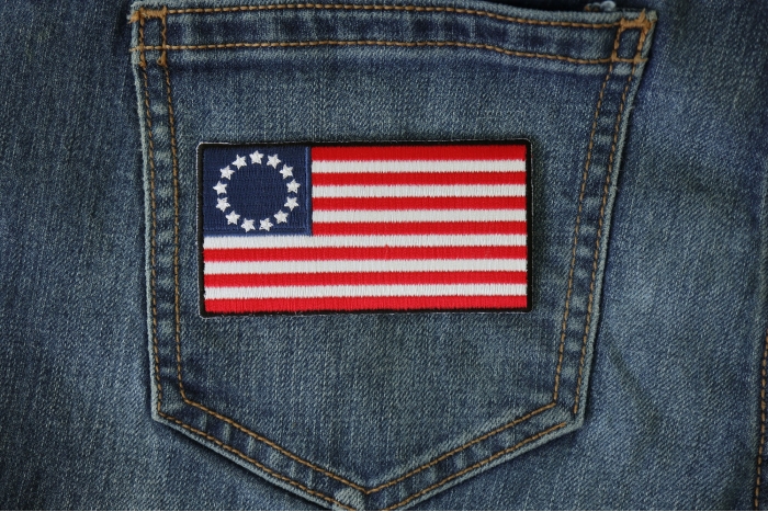 Betsy Ross American Flag Patch shown on jeans