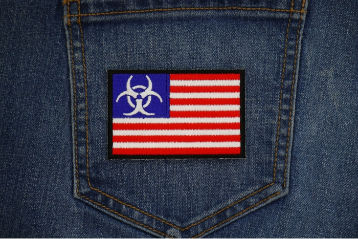 Biohazard US Flag Patch shown on jeans