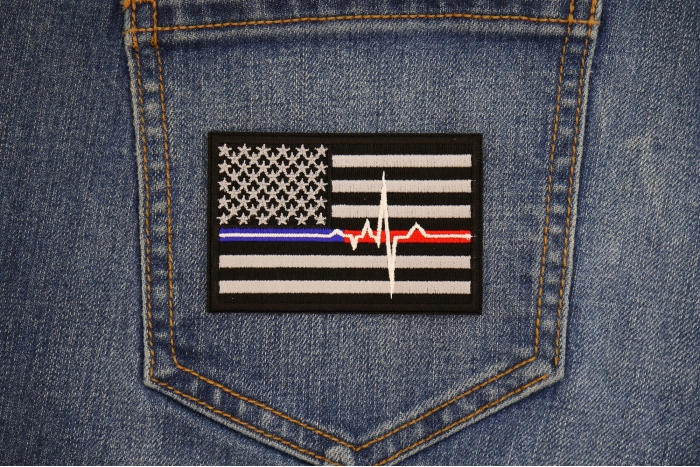 EMT American Flag Patch shown on jeans