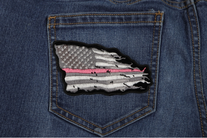 American Flag with Pink Stripe shown on jeans