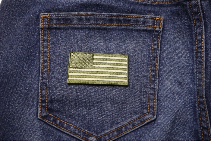 US Flag Patch Earth Green 2.5 Inch shown on jeans