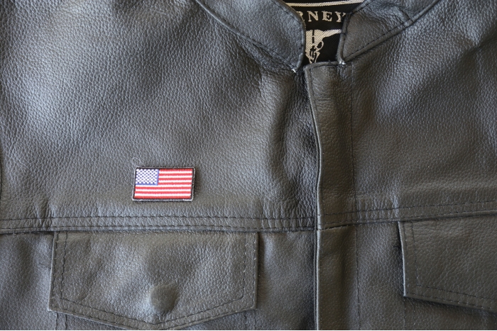 American Flag Patch, Flag Patches shown on leather vest