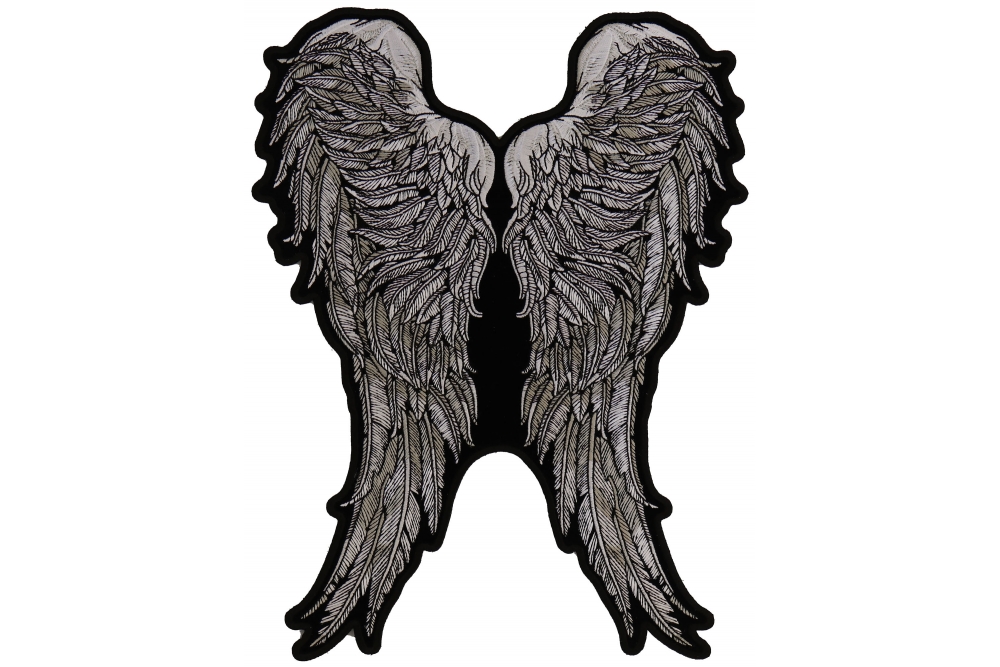 Black and White Angel Wings Of Feathers Patch