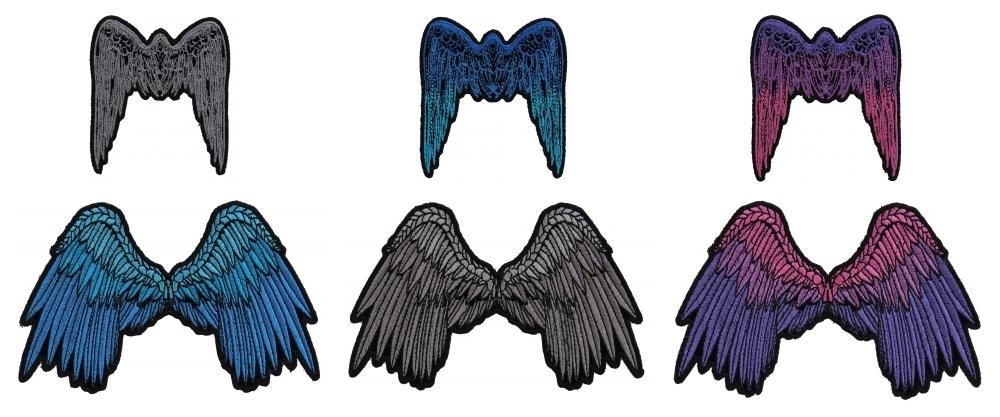 Blue Pink Silver Small Angel Wing Patches Set Of 6 For Ladies