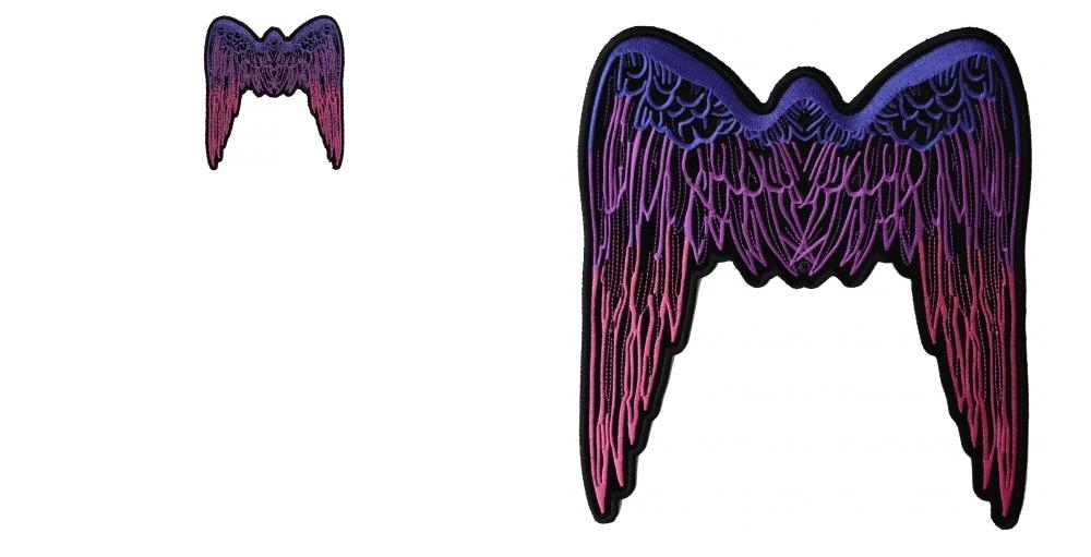 Pink and Purple Angel Wings Small and Large Patch Set